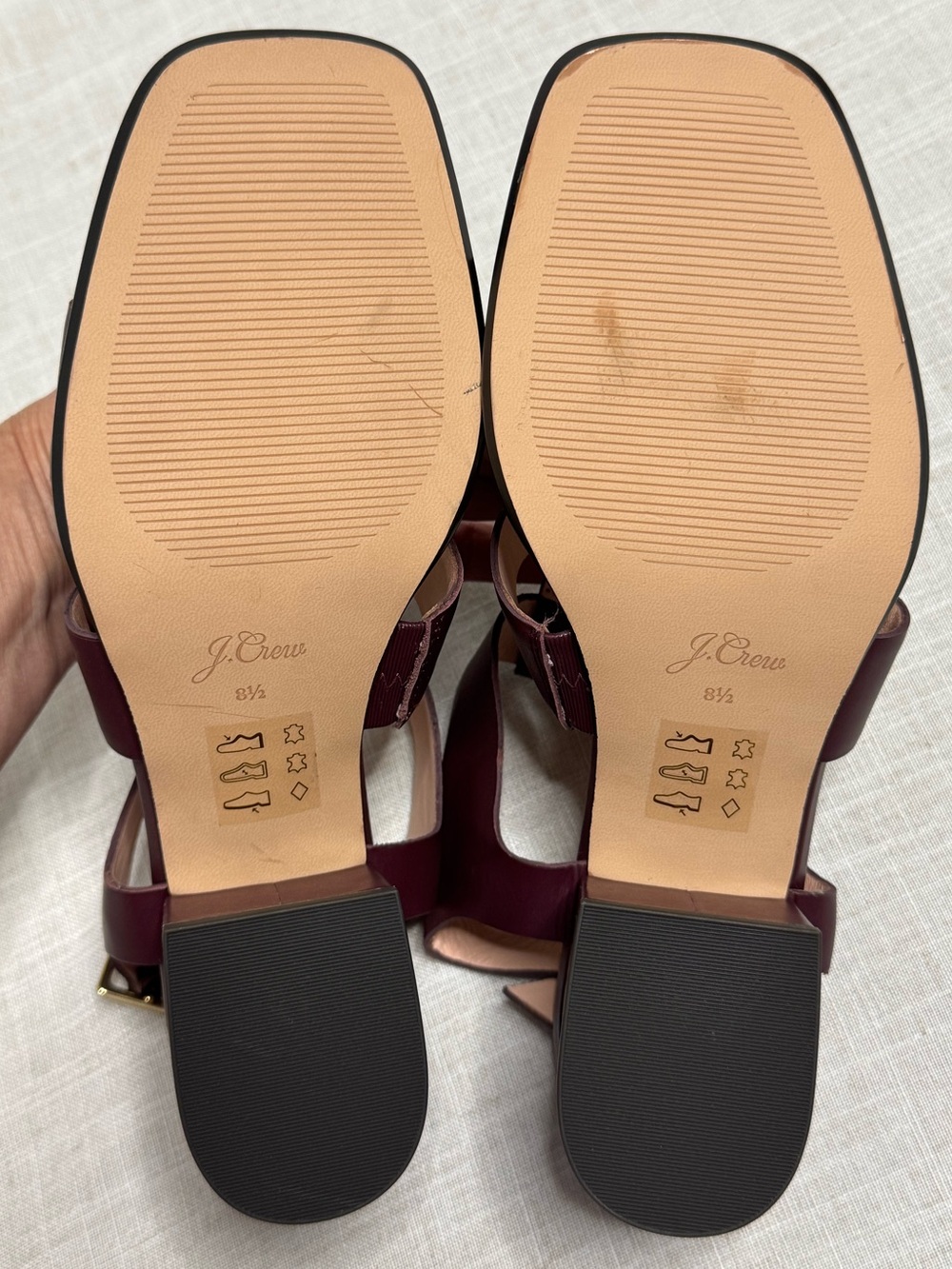 J. Crew Burgundy Block Heel Leather Sandals - Picture 8 of 11
